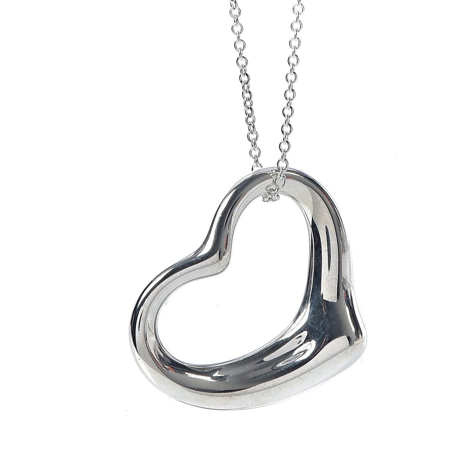 Tiffany Sterling Silver 36mm Elsa Peretti Open Heart Pendant Necklace 4 of 9