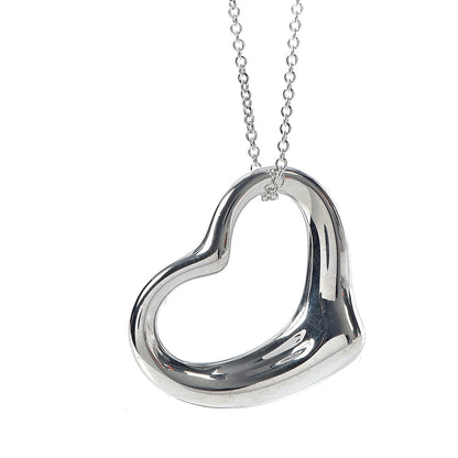 Tiffany Sterling Silver 36mm Elsa Peretti Open Heart Pendant Necklace 4 of 9