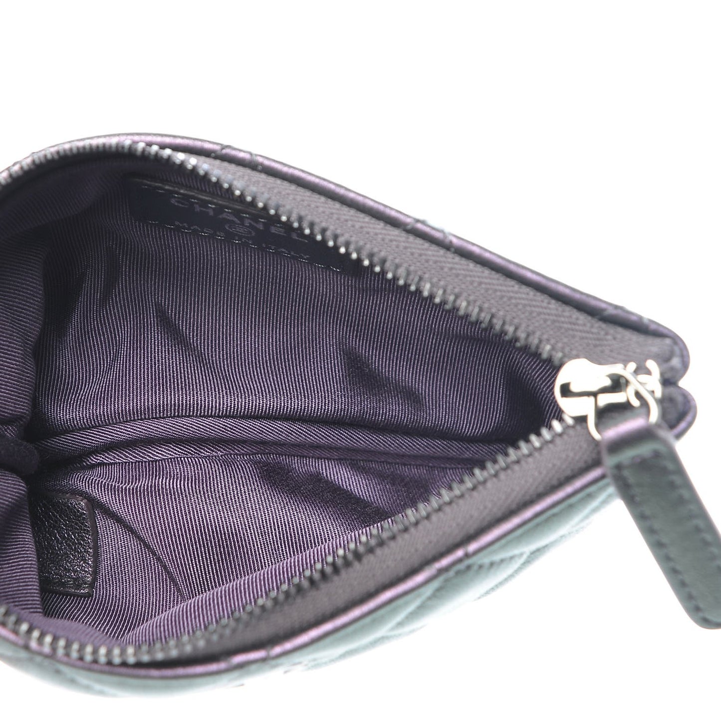 Metallic Lambskin Small Cosmetic Case Purple
