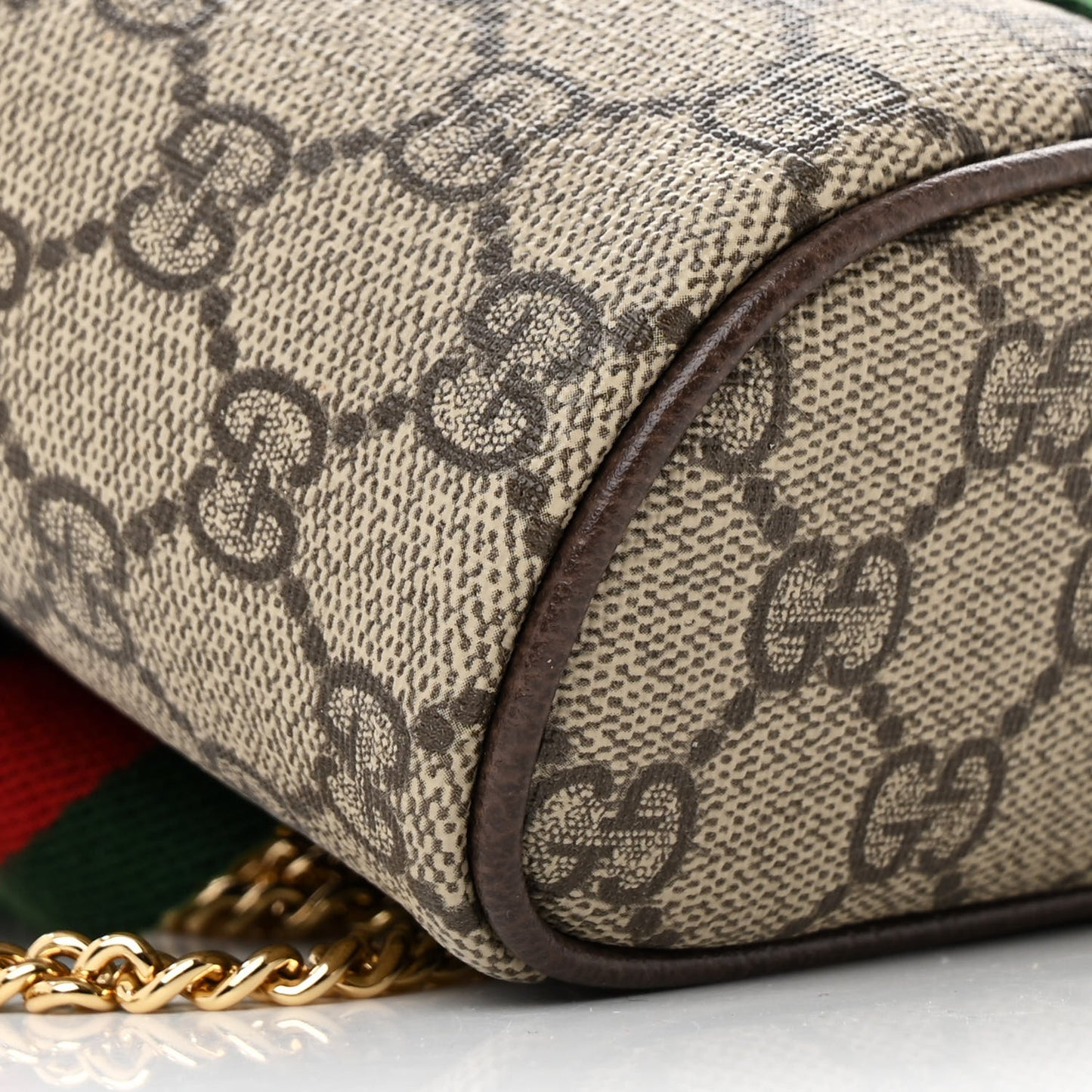 GG Supreme Monogram Textured Dollar Calfskin Web Ophidia Belt Bag 95 38 Beige Ebony New Acero