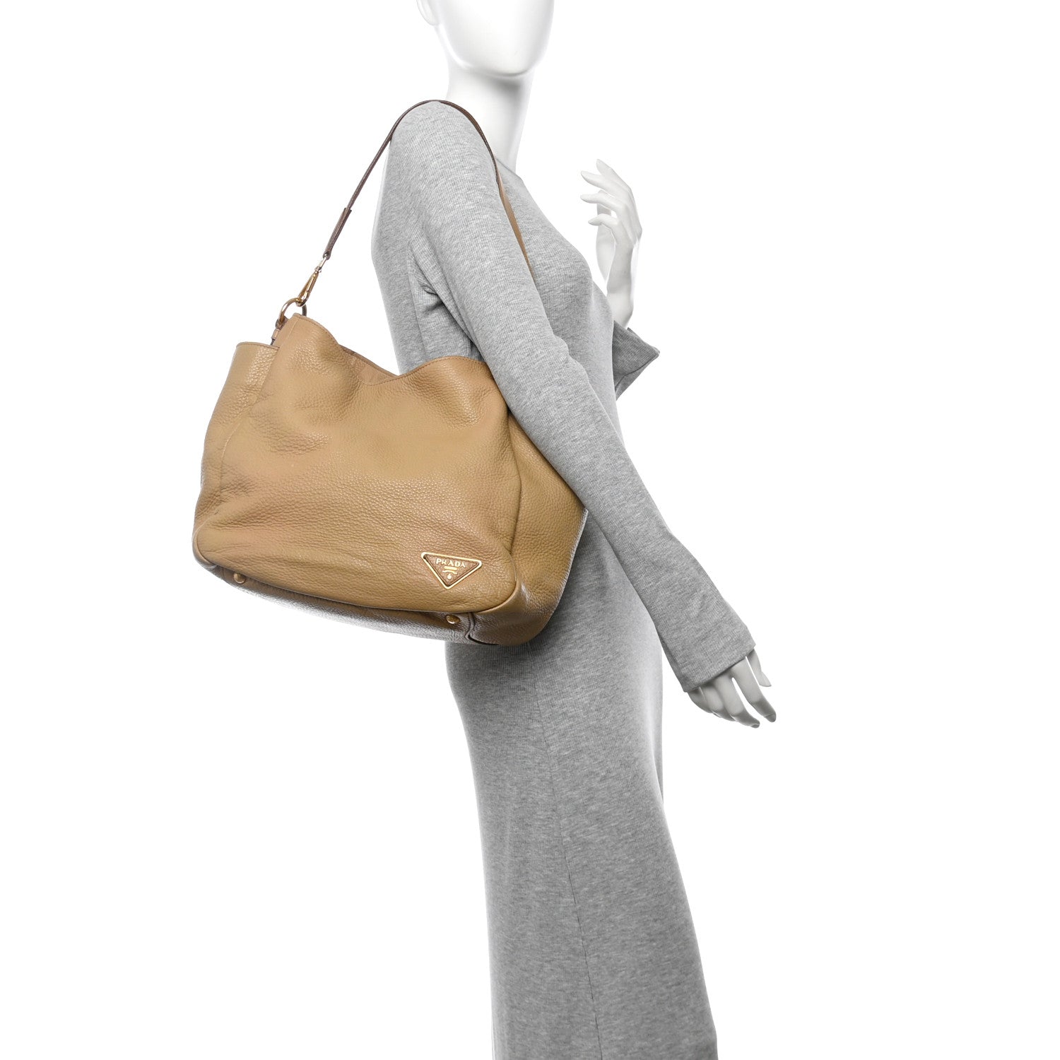 Prada Vitello Daino Side Pocket Hobo Noisette 2 of 17