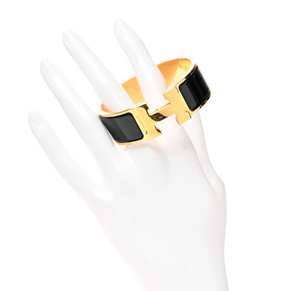 Hermes Enamel Wide Clic Clac H Bracelet GM Black 2 of 6