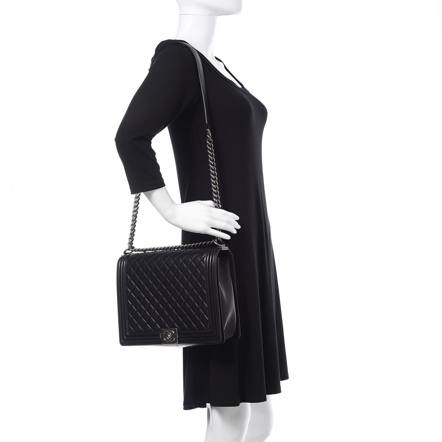 Chanel Lambskin Quilted Large Boy Flap Black 2 of 15