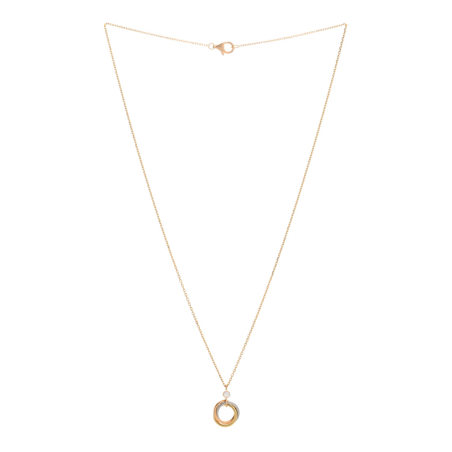 Cartier 18K Pink Yellow White Gold Diamond Trinity Pendant Necklace 2 of 3