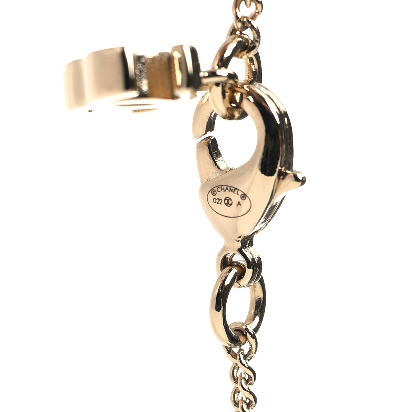 Metal Strass Crystal Scissors CC Pendant Necklace Gold
