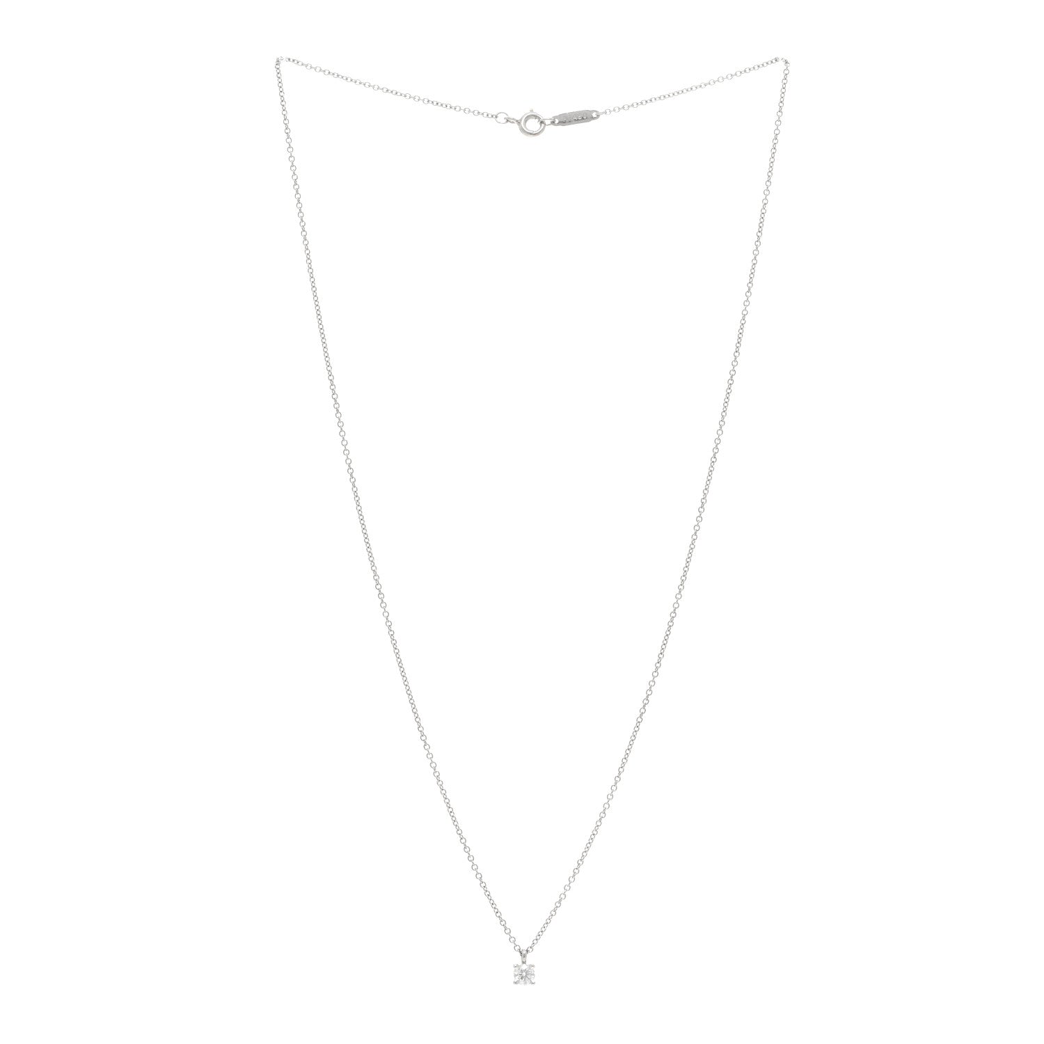 Tiffany Platinum Diamond .17ct Solitaire Pendant Necklace 3 of 4