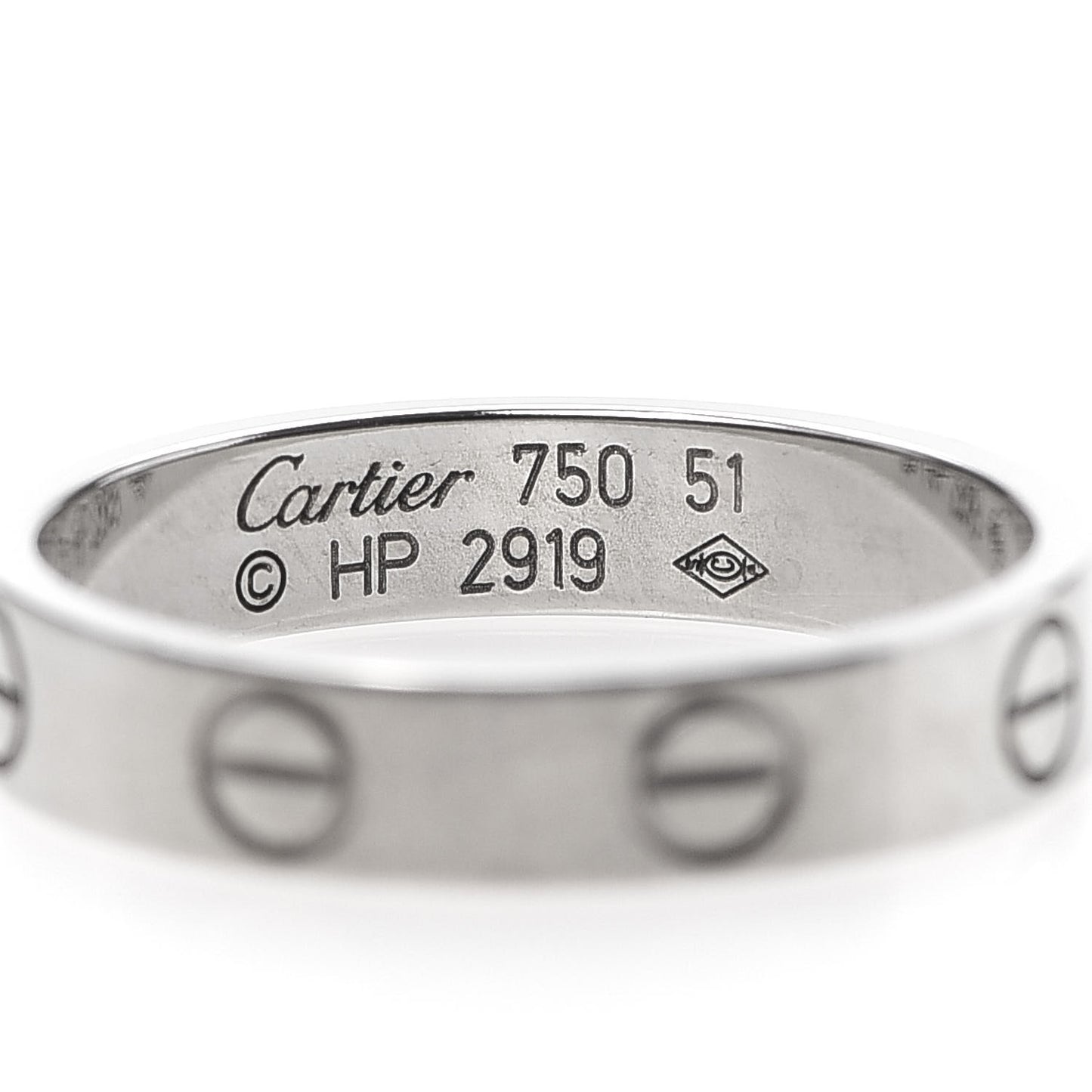 18K White Gold 3.5mm LOVE Wedding Band Ring 51 5.75