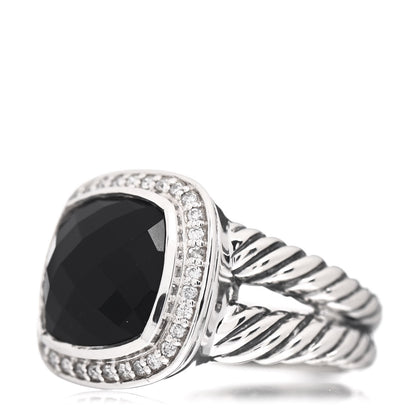 David Yurman Sterling Silver Diamond Black Onyx 11mm Albion Ring 54 7 3 of 5