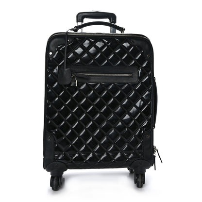 Chanel Vinyl Calfskin Quilted Trolley Rolling Luggage Black 1 of 10