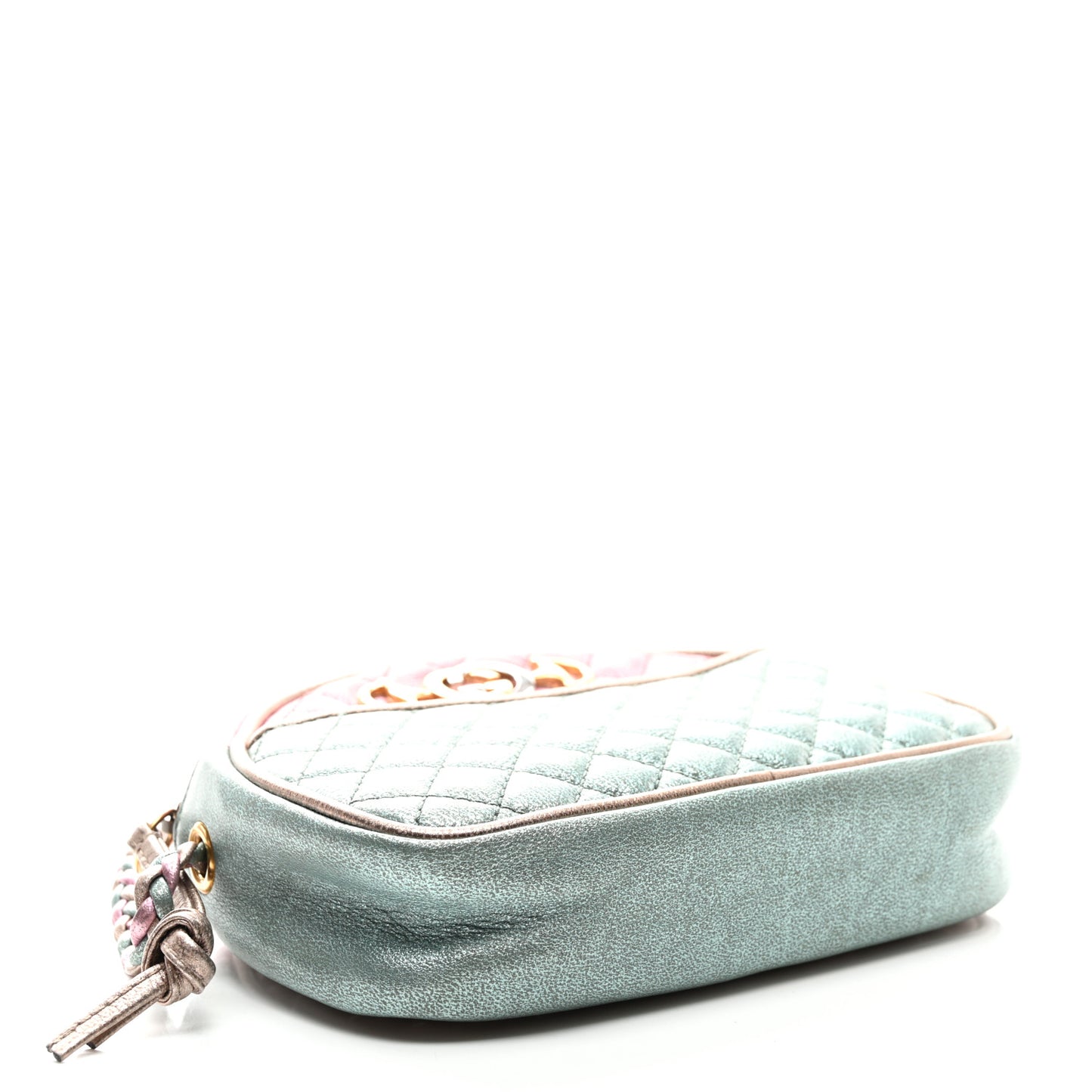 Laminated Nappa Trapuntata Mini Zumi Dome Shoulder Bag Rosa Lago Rame