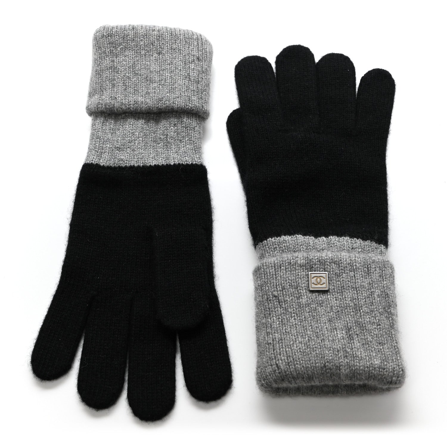 Chanel Cashmere CC Gloves Black Grey 2 of 6