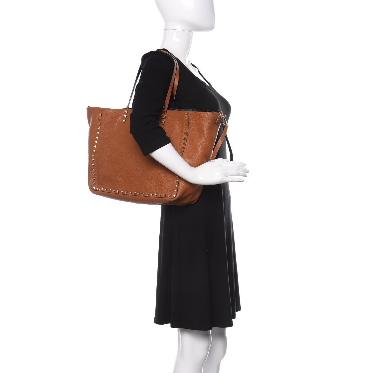 Valentino Garavani Pebbled Calfskin Medium Rockstud Reversible Tote Black Light Cuir 3 of 22
