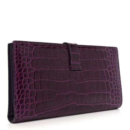 Hermes Shiny Alligator Bearn Wallet Amethyst 3 of 6