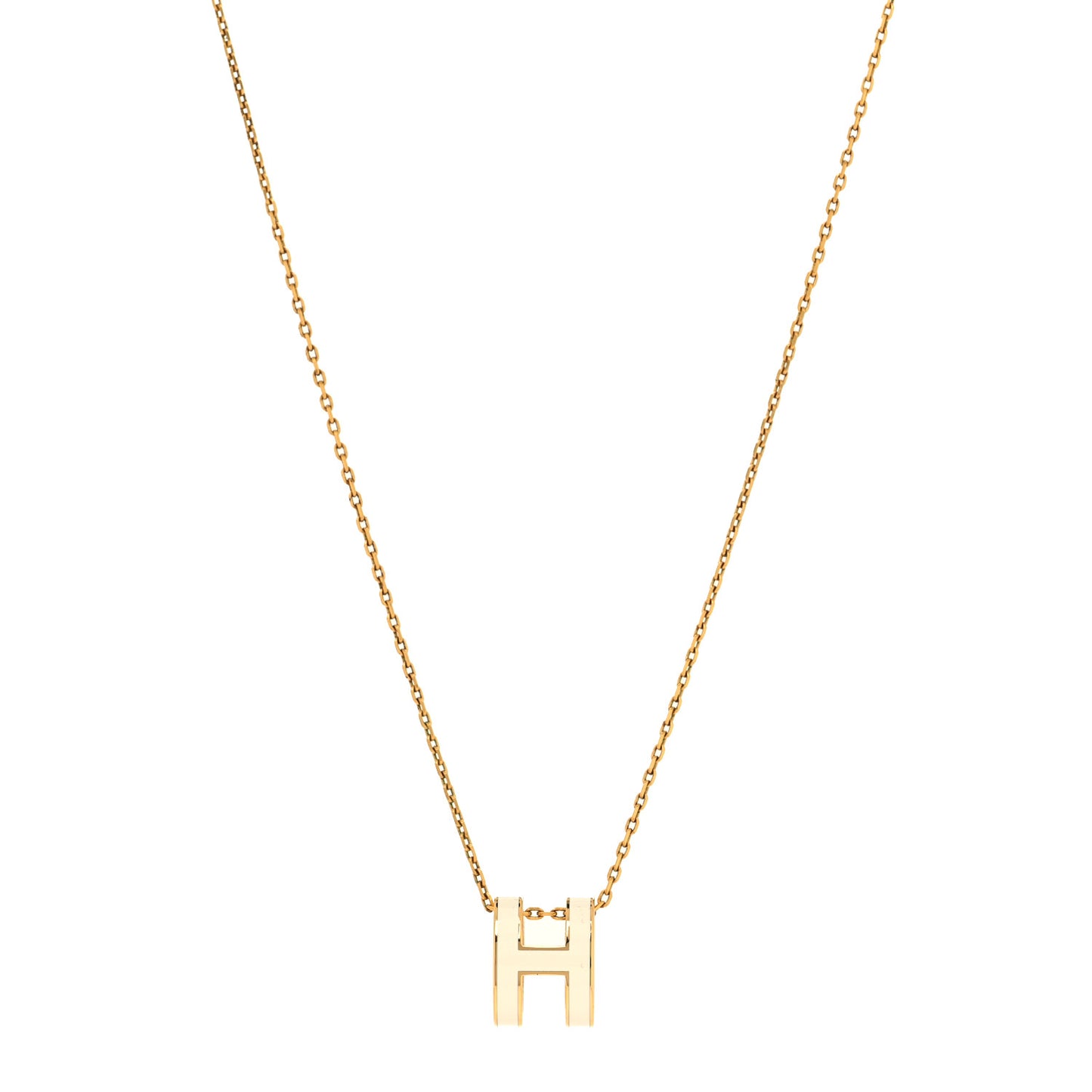Lacquered Gold Pop H Pendant Necklace White