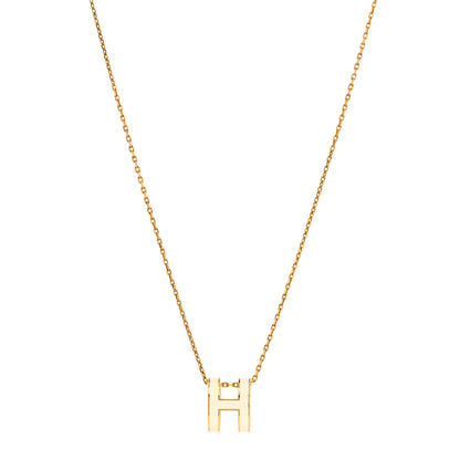 Hermes Lacquered Gold Pop H Pendant Necklace White 1 of 5