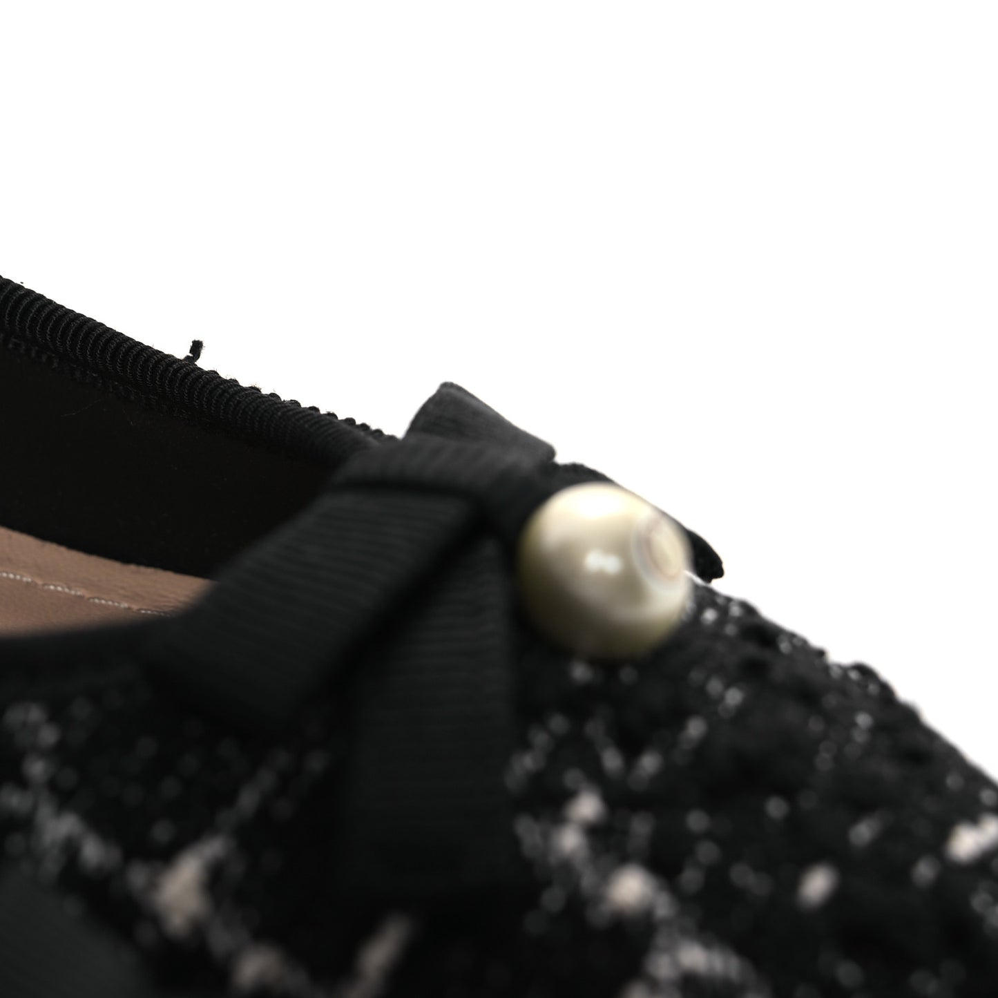 Tweed Ballet Flat 38.5 Black White