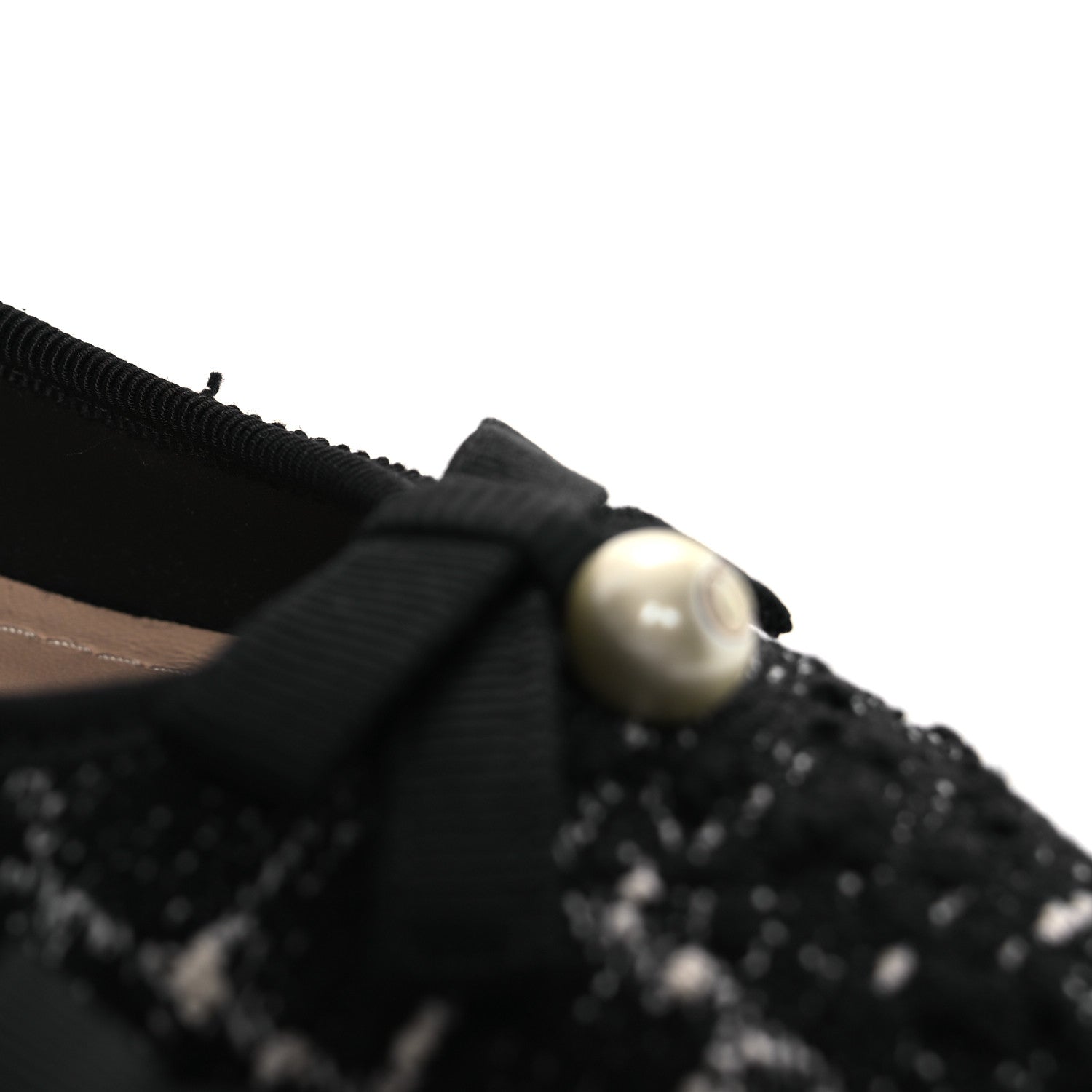 Christian Dior Tweed Ballet Flat 38.5 Black White 12 of 13