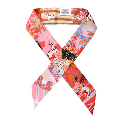 Hermes Silk En Liberte Twilly Rose Bleu Rouge 1 of 4