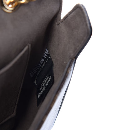 Fendi Glazed Fabric Vitello Century FF 1974 Stamp Patch Mini Double F Crossbody Bag Mogano Panna Black 8 of 9