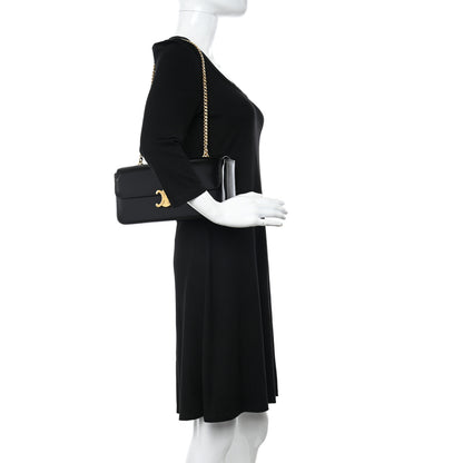 Celine Shiny Calfskin Triomphe Chain Bag Black 2 of 9