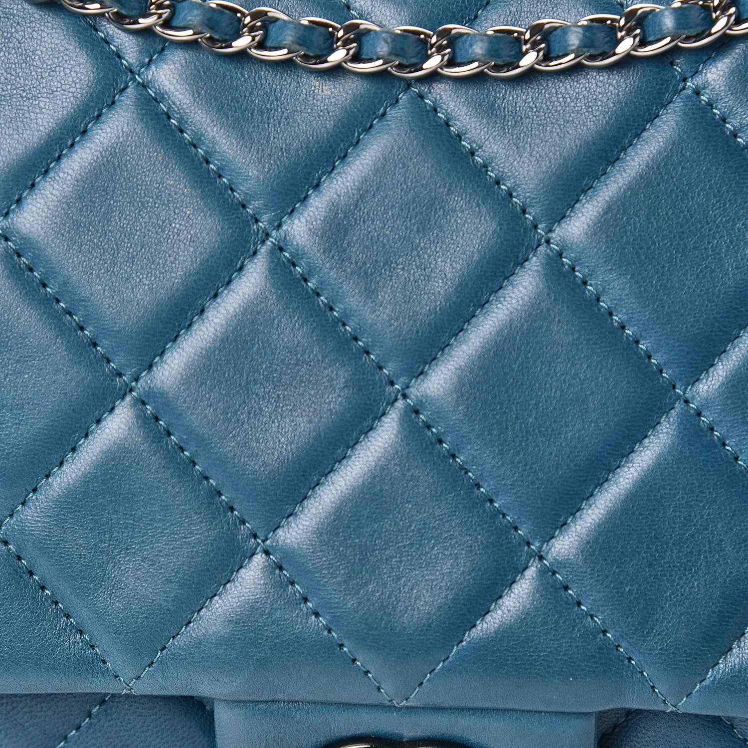 Chanel Lambskin Quilted Clutch With Chain Flap Turquoise 8 of 13