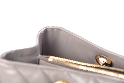 Saint Laurent Smooth Calfskin Matelasse Chevron Monogram Shopping Bag Grey 12 of 23