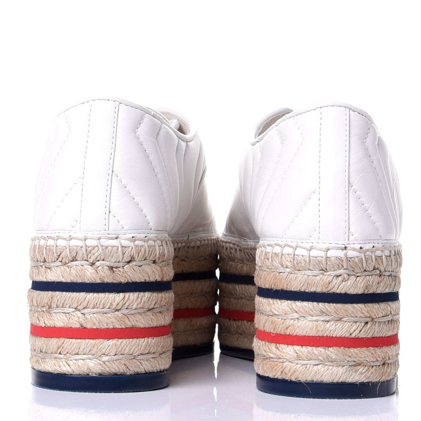 Nappa Matelasse GG Pilar Flatform Lace-Up Espadrilles 37 Great White
