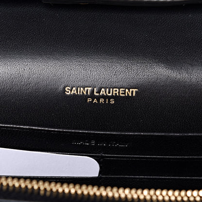 Saint Laurent Lambskin Matelasse Chevron Monogram Sulpice Chain Wallet Black 6 of 10