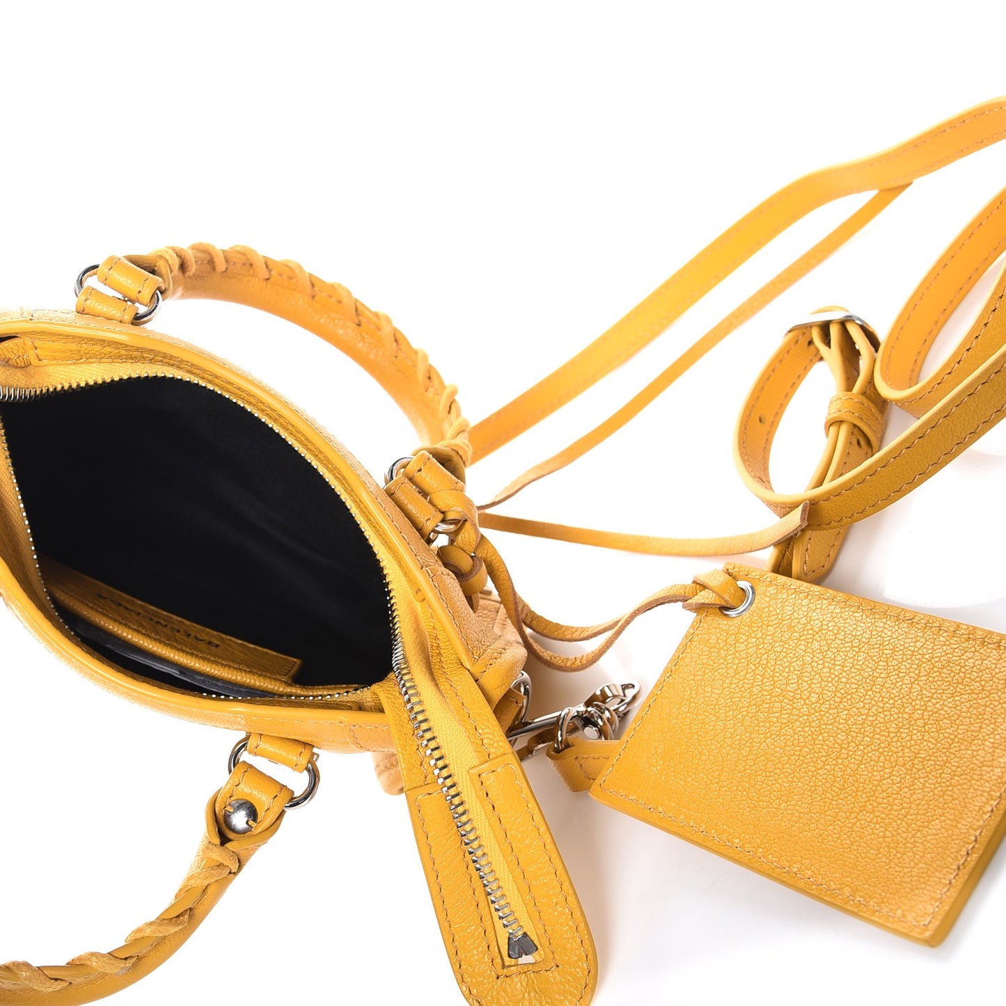 Chevre Silver Metallic Edge Hardware Nano City Jaune Epi