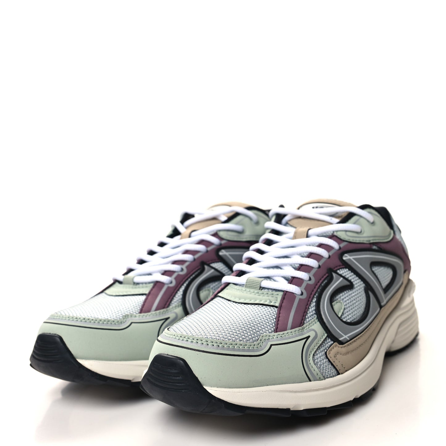 Technical Mesh Calfskin Mens B30 Sneakers 43 Grey Brown
