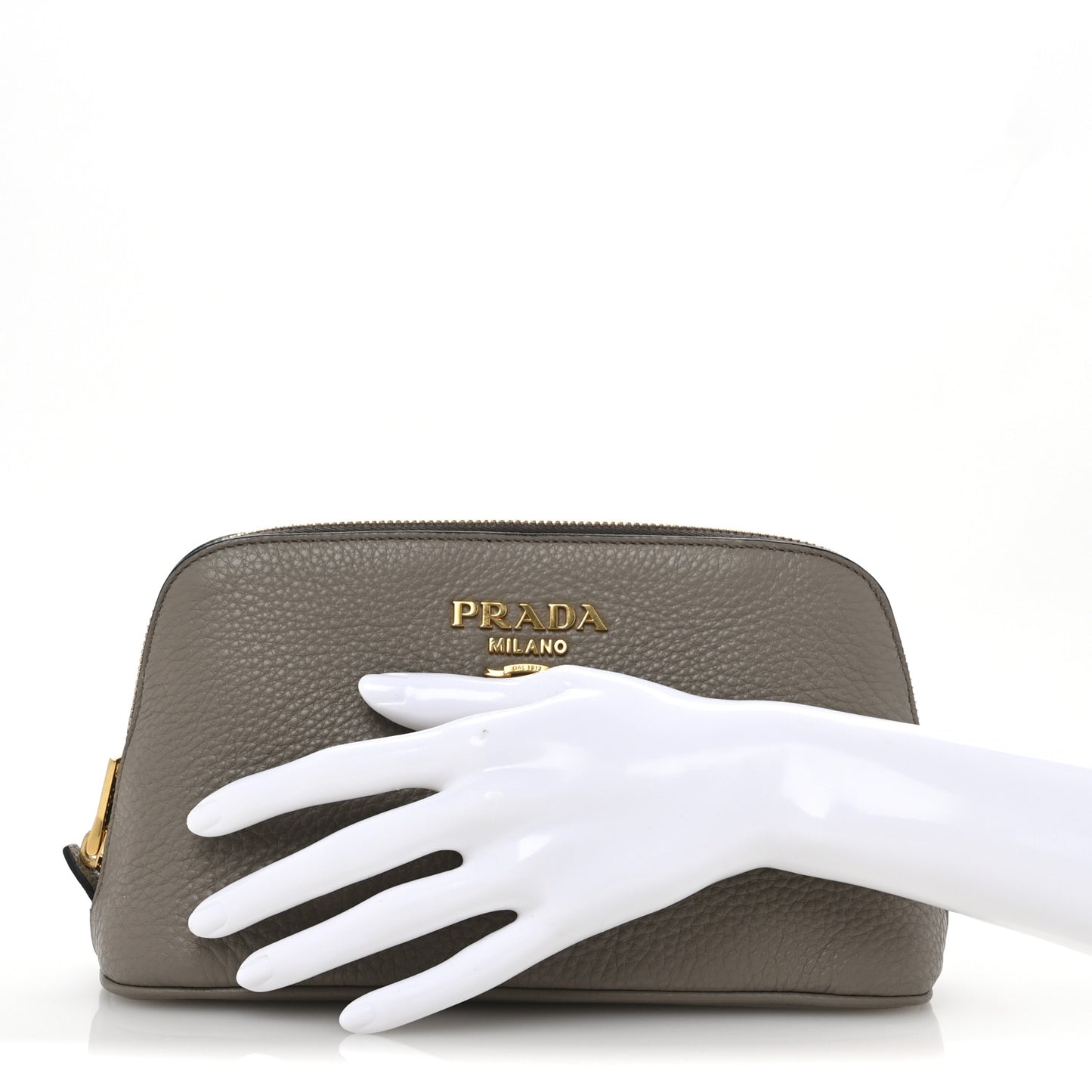Vitello Daino Cosmetic Pouch Argilla