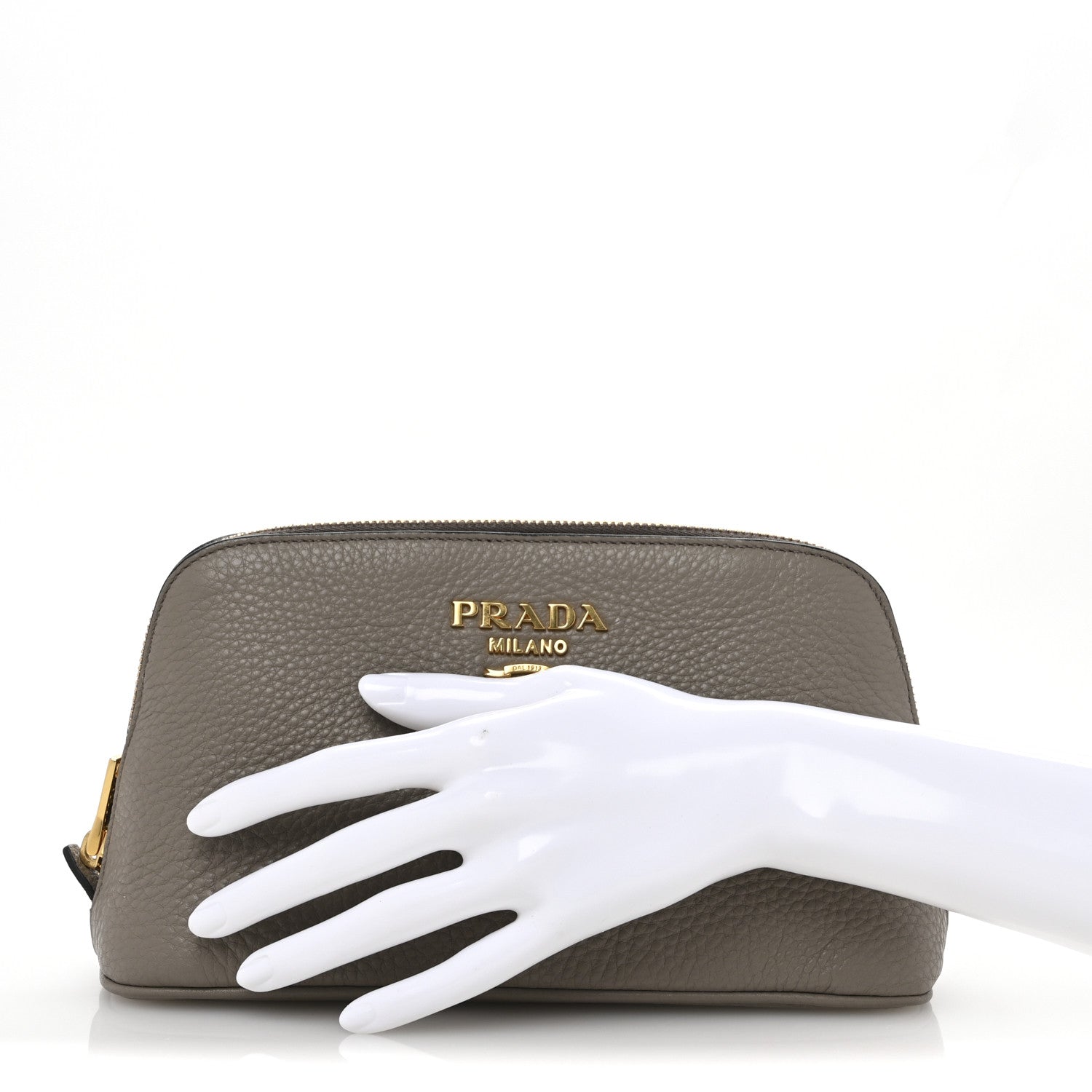 Prada Vitello Daino Cosmetic Pouch Argilla 2 of 8