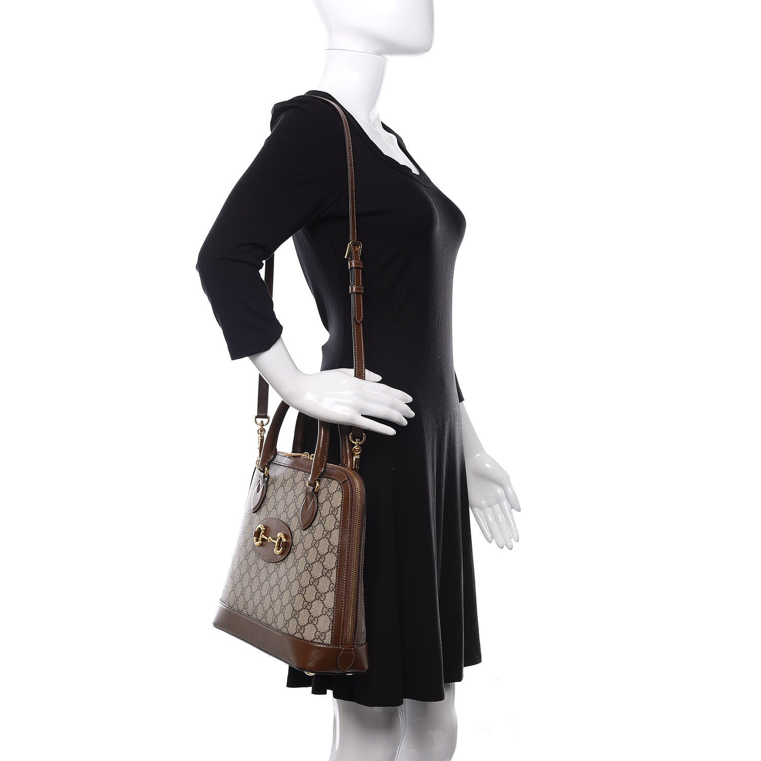 Gucci GG Supreme Monogram 1955 Horsebit Top Handle Bag Beige Brown Sugar 2 of 10