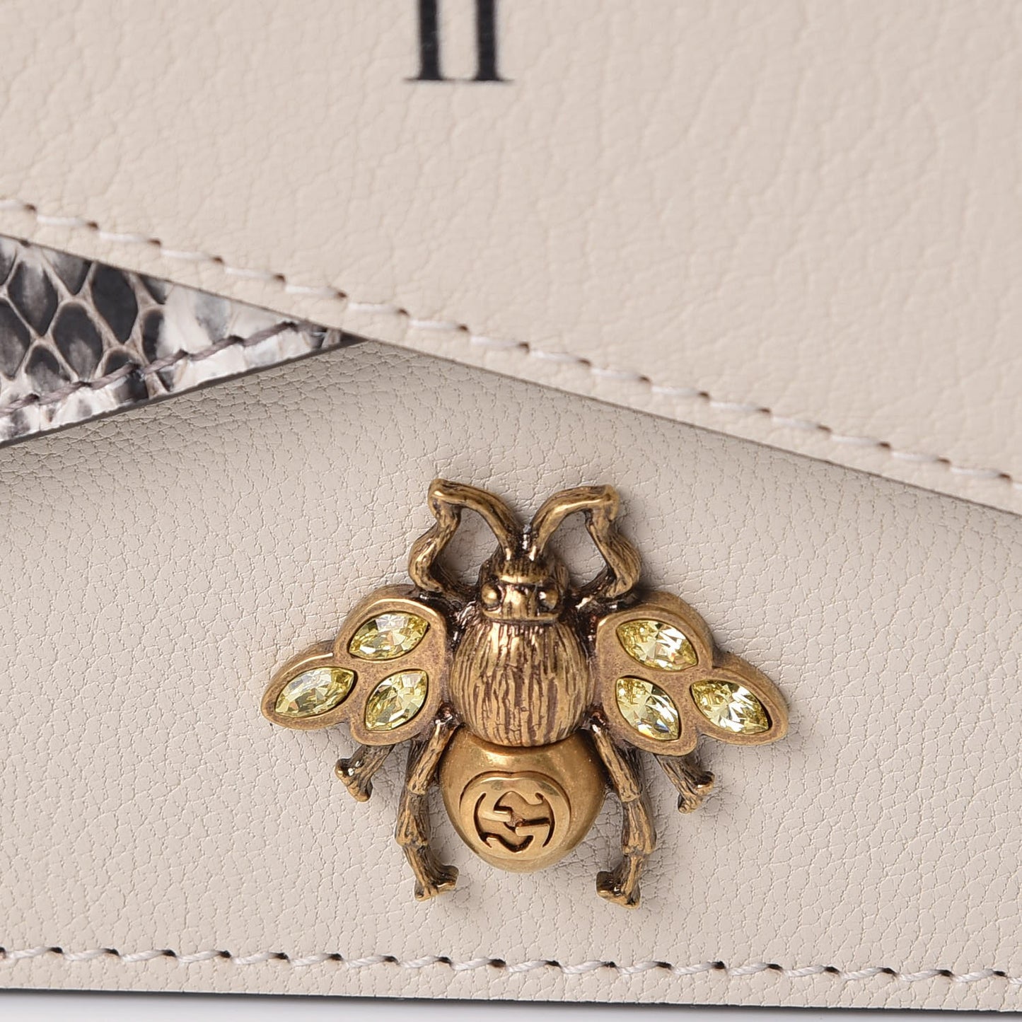 Calfskin Snakeskin Studded Small Ottilia Top Handle Bag White