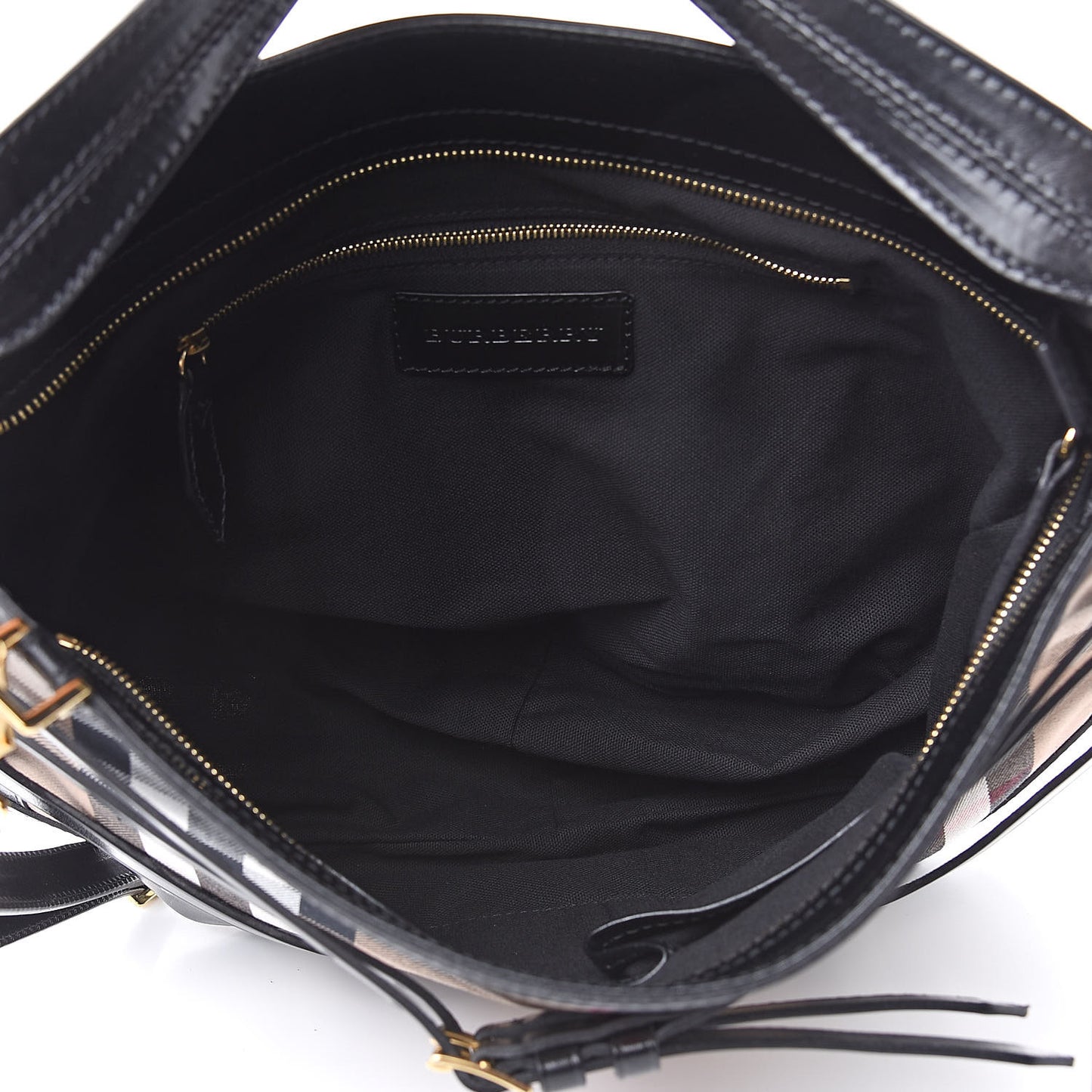 House Check Bridle Calfskin Small Dutton Hobo Black