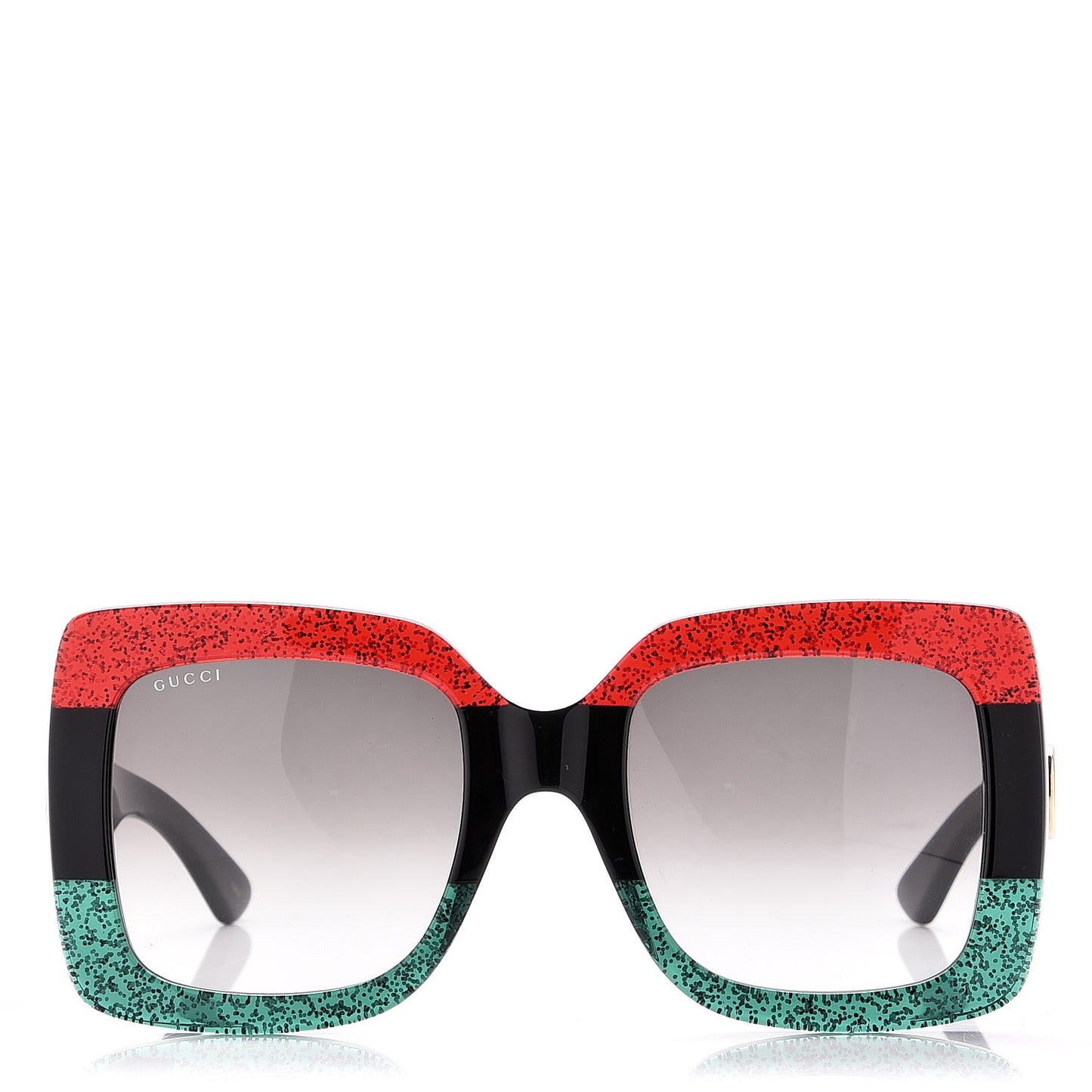 Square Frame GG0083S Sunglasses Glitter Red Black Green