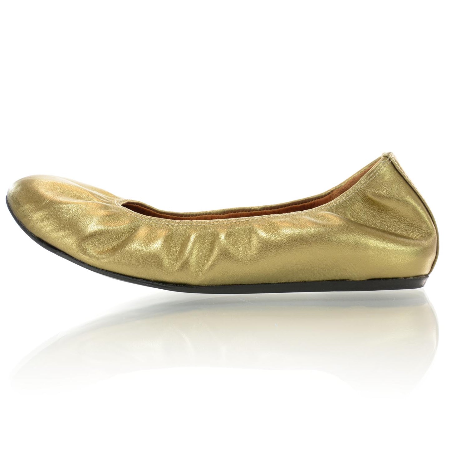 Leather Elastic Ballet Flats Metallic 40