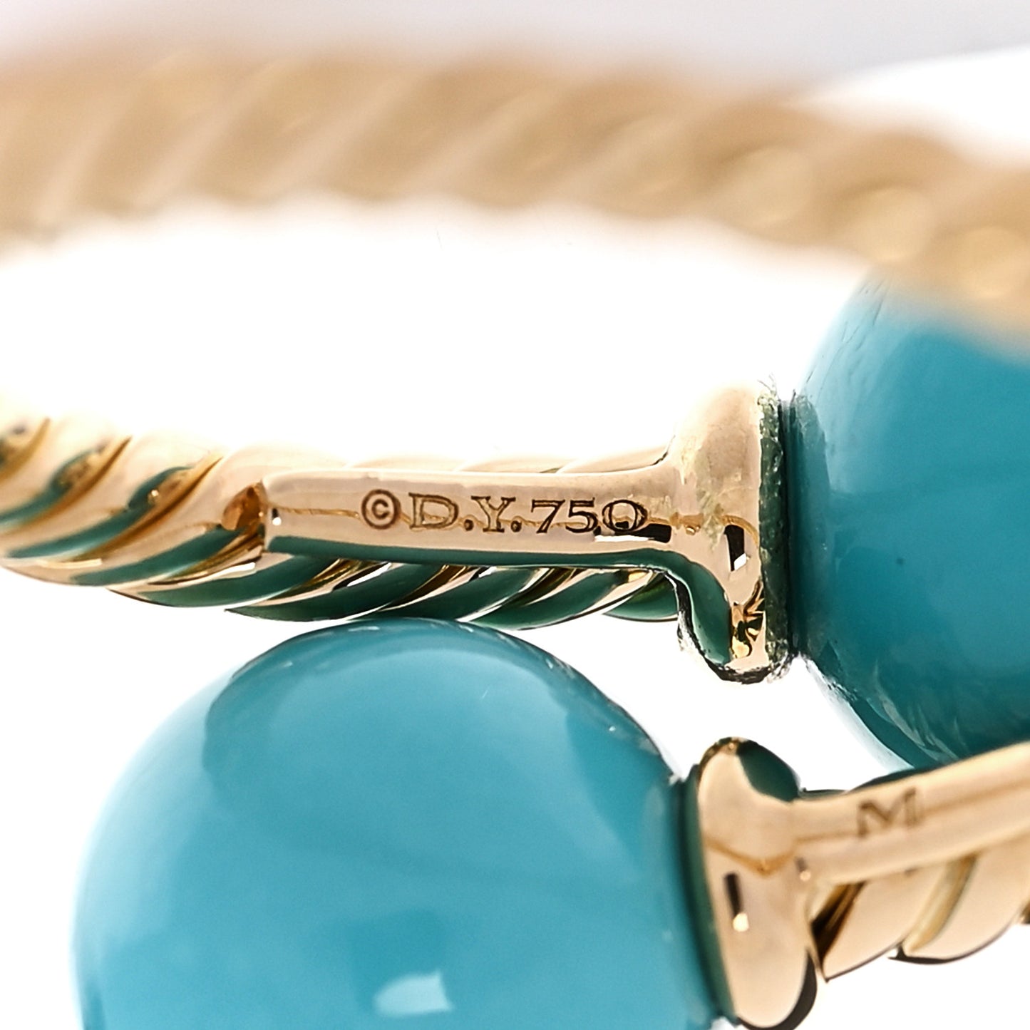 18K Yellow Gold Turquoise 8mm Solari Bypass Ring 52 6