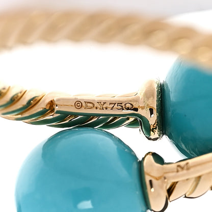 David Yurman 18K Yellow Gold Turquoise 8mm Solari Bypass Ring 52 6 4 of 5