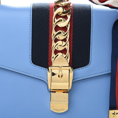 Gucci Calfskin Small Sylvie Shoulder Bag Clear Sky Blue 9 of 13