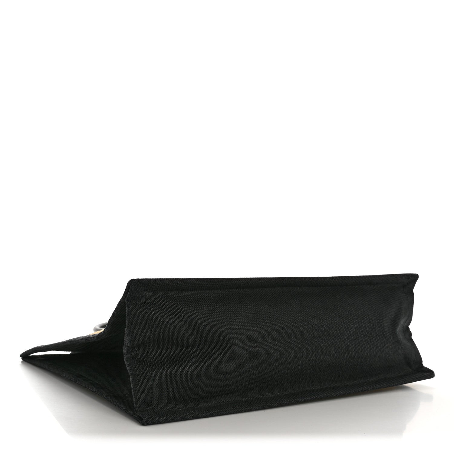 Saint Laurent Raffia Linen Calfskin Rive Gauche Tote Naturale Black 4 of 12