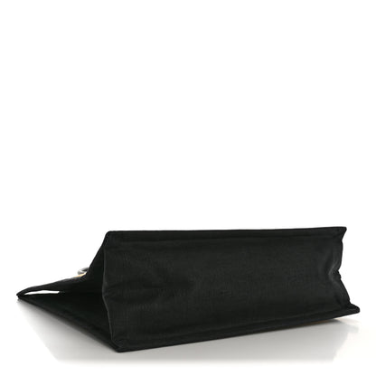 Saint Laurent Raffia Linen Calfskin Rive Gauche Tote Naturale Black 4 of 12
