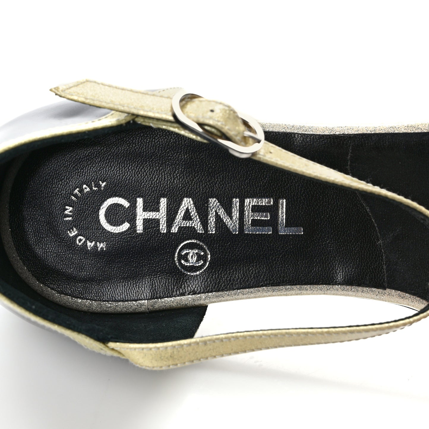 Patent Glitter Thong Sandals 38 Black White