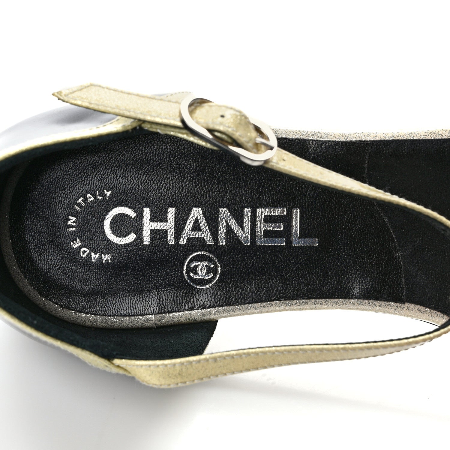 Chanel Patent Glitter Thong Sandals 38 Black White 8 of 8