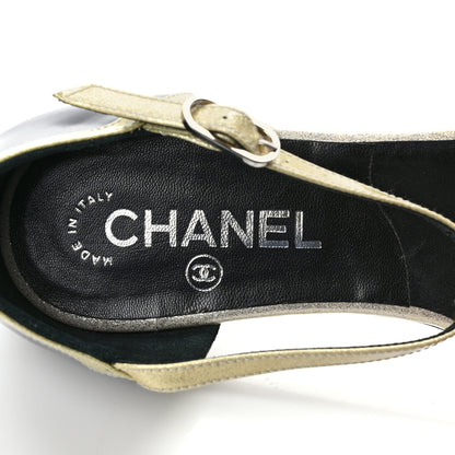 Chanel Patent Glitter Thong Sandals 38 Black White 8 of 8