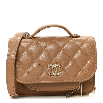 Chanel Caviar Quilted Business Affinity Clutch With Chain Flap Camel 1 of 11