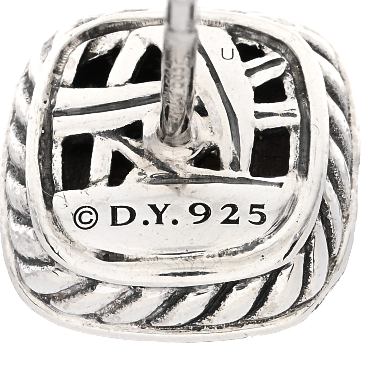 David Yurman Sterling Silver Diamond 5mm Pave Albion Earrings 4 of 4