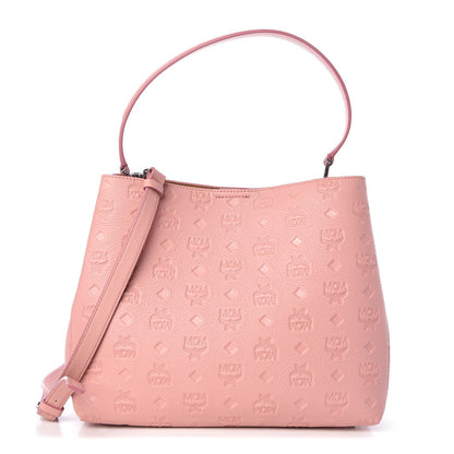 MCM Calfskin Ottomar Monogram Sarah Medium Hobo Pink Blush 1 of 6