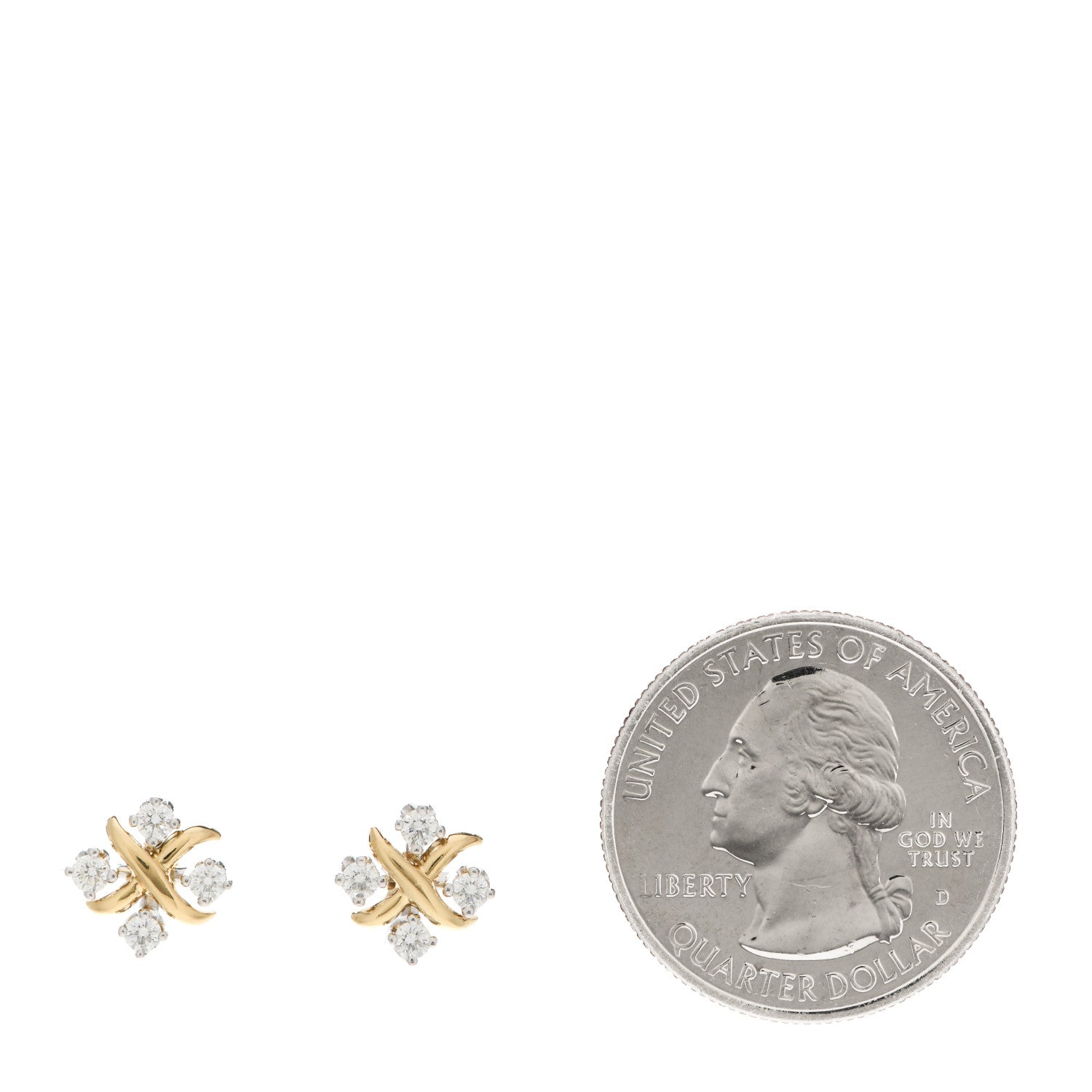 Tiffany Platinum 18K Yellow Gold Diamond Schlumberger Lynn Earrings 2 of 7