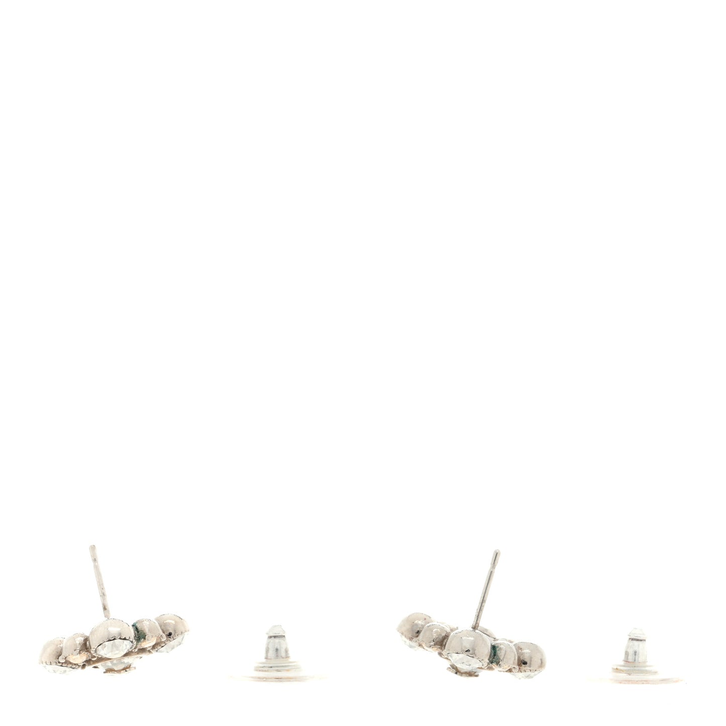 Crystal CC Flower Earrings Silver